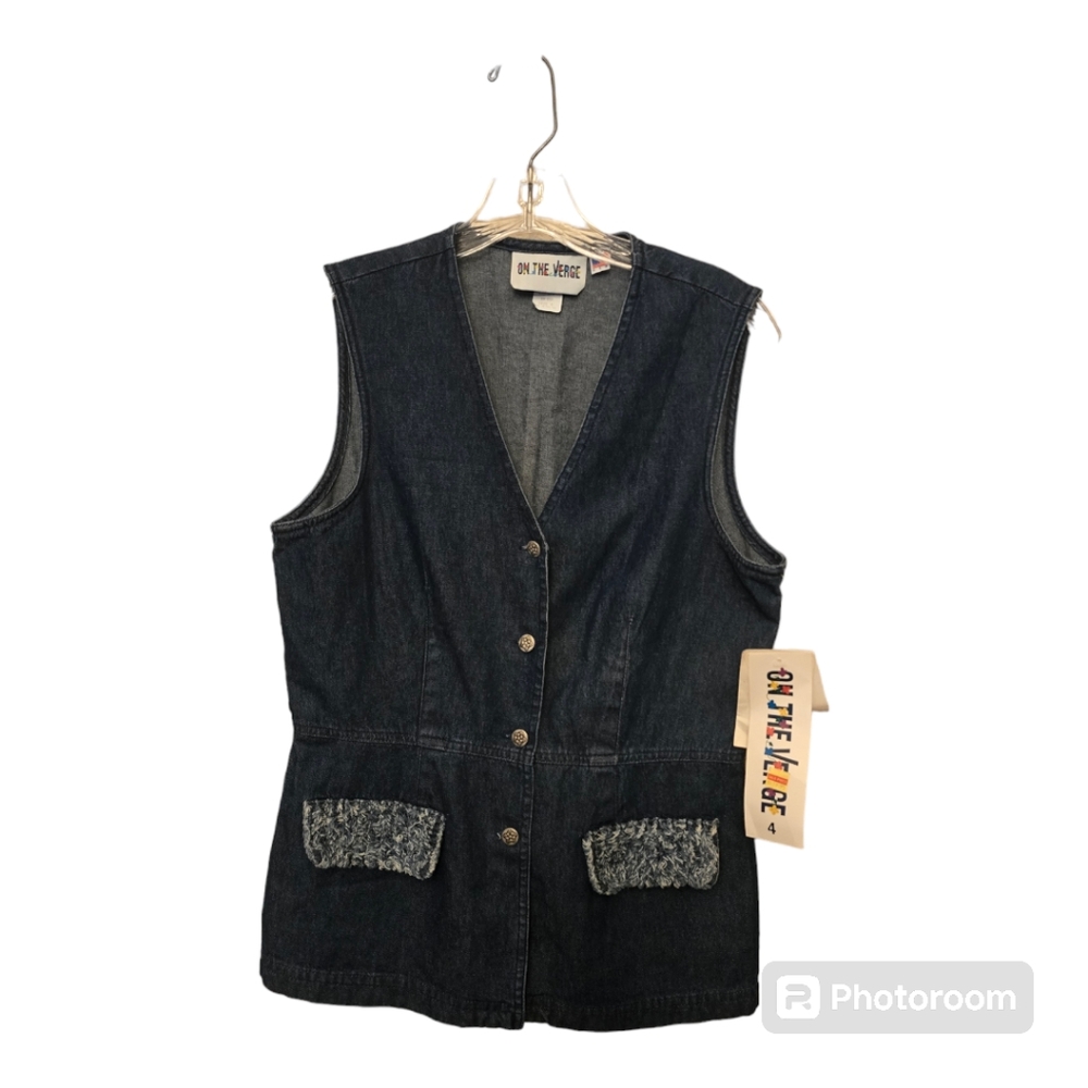 On The Verge‎ Denim Vest Size 4 Vintage New With Tags
